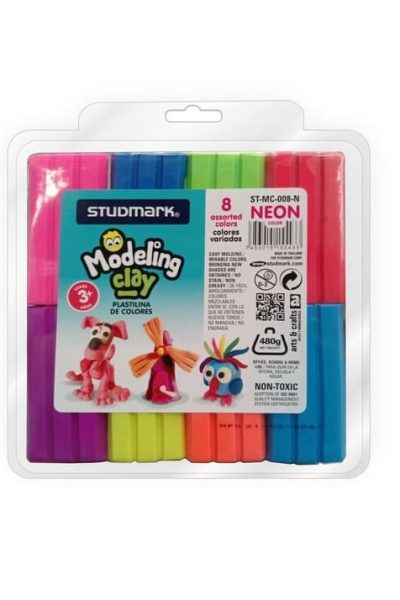 Studmark Modelling Clay 8 assorted neon colors