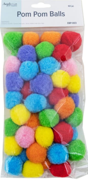 Pom Pom Balls Assorted Colors 60 pcs