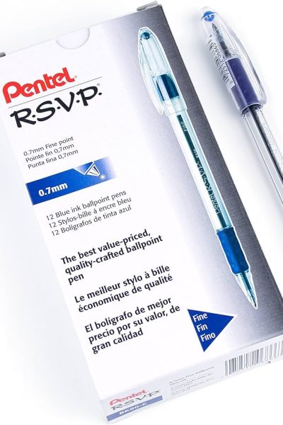 12 Pentel RSVP Ballpoint Pen Blue Fine