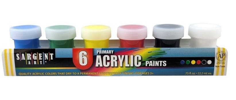 6 Jar Acrylic Primary Colors