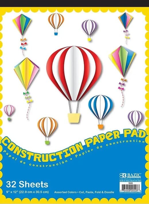BAZIC Construction Paper Pad 32 Sheet 9″ X 12″